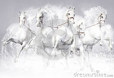 3D illustration of horses Cartoon Illustration