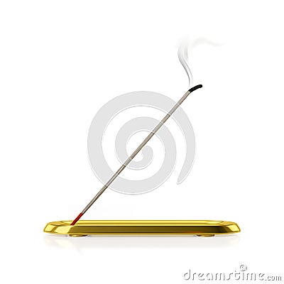 a incense stick with golden tray Cartoon Illustration