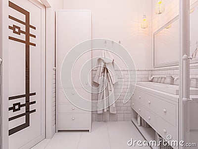 3d illustration of a interior design bathroom Cartoon Illustration