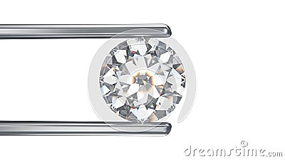 3D illustration isolated diamond in tweezers on a white background Cartoon Illustration