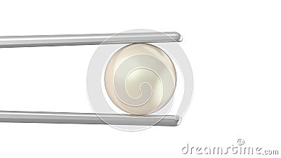 3D illustration isolated pearl in tweezers on a white background Cartoon Illustration