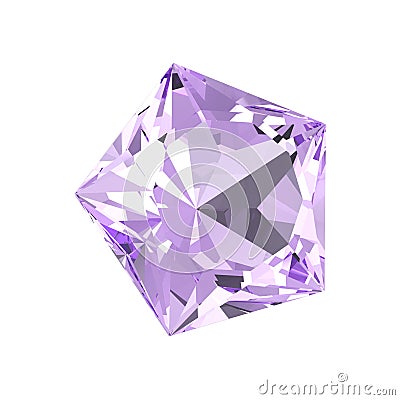 3D illustration isolated purple pentagon diamond stone Cartoon Illustration