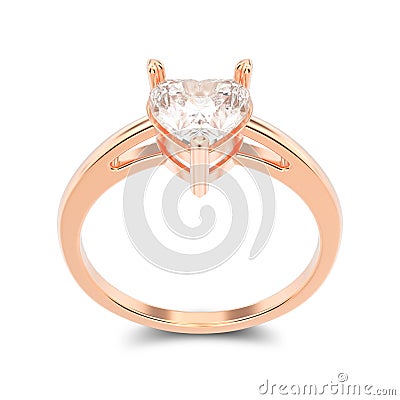 3D illustration isolated rose gold engagement ring with diamond Cartoon Illustration