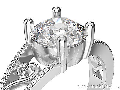 3D illustration isolated zoom macro white gold or silver ring Cartoon Illustration