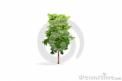 3d illustration. Isometric voxel trees. Low polygon tree. 3d rendered clay style on white background Cartoon Illustration