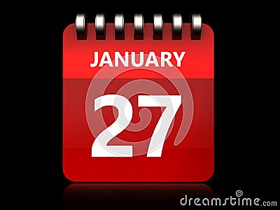 3d 27 january calendar Cartoon Illustration