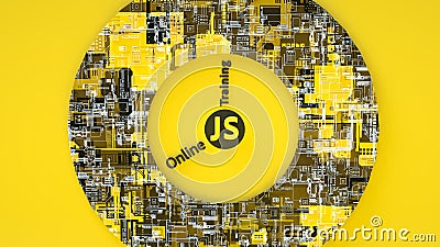 3d illustration of js online training for banners or signboard. Concept of JS Javascript programming language online learning. E- Cartoon Illustration