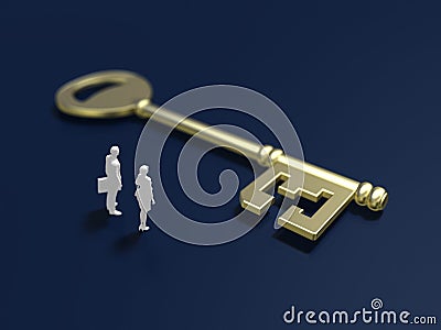 3D illustration of key. Cartoon Illustration