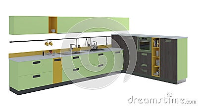 3D Illustration Kitchen Furniture Stock Photo