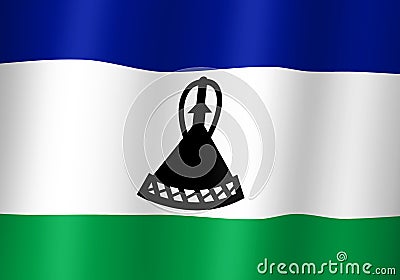 lesotho national flag 3d illustration close up view Cartoon Illustration