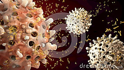 3d illustration of leukocyte secluding antibodies Cartoon Illustration