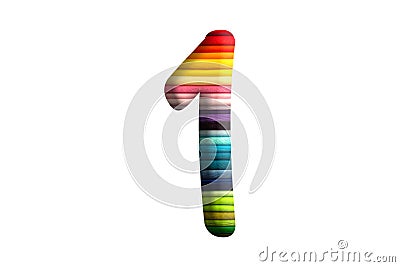 3D illustration lgbt rainbow number 1 , isolated design element , alphabet font Cartoon Illustration