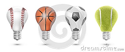 Sports balls light bulbs set 2 Cartoon Illustration