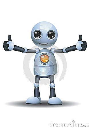 3d illustration of little robot business giving side to side double thumb up Cartoon Illustration