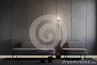 3d illustration, living room, minimalism Cartoon Illustration