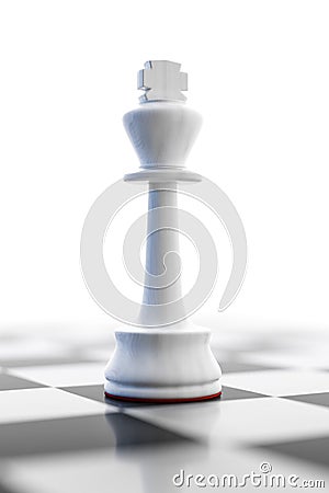 a lonely white king on a chess board Cartoon Illustration