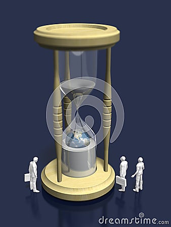 3D illustration of look at the hourglass Cartoon Illustration