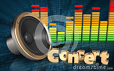 3d audio spectrum loud speaker Cartoon Illustration