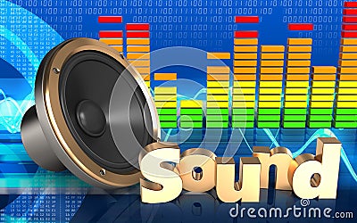 3d audio spectrum loud speaker Cartoon Illustration