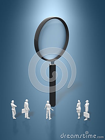 3D illustration of magnifying glass Cartoon Illustration