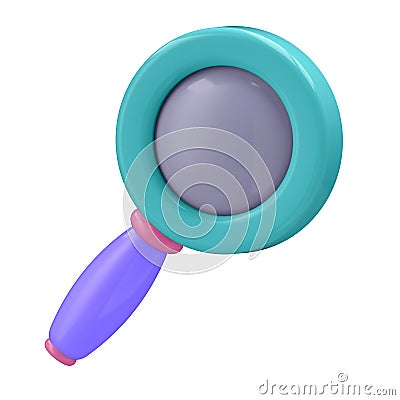 3d illustration . magnifying glass in cartoon style not white background. Well suited for a landing page, mobile app, or Cartoon Illustration