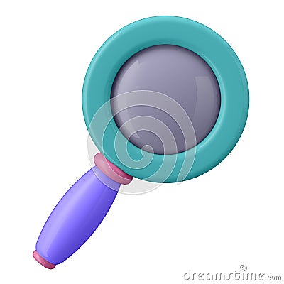 3d illustration . magnifying glass in cartoon style not white background. Well suited for a landing page, mobile app, or Cartoon Illustration