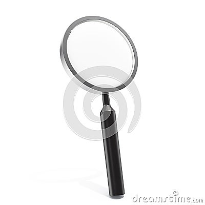 3d illustration magnifying glass realistic detailed icon isolated on white. Cartoon Illustration