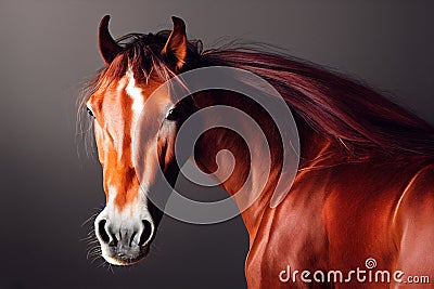 3d illustration of a majestic horse. Detailed close up portrait. Generative AI illustration Cartoon Illustration