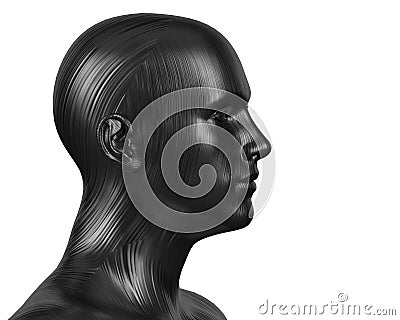 3d illustration of a male bald black head on a white background. Dummy. Cartoon Illustration