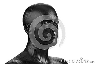3d illustration of a male bald black head on a white background. Dummy. Cartoon Illustration