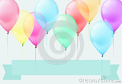 3D illustration many pastel balloons Cartoon Illustration