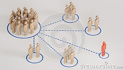 3D illustration of many pawns segmented in different categories. concept of customer segmentation Cartoon Illustration