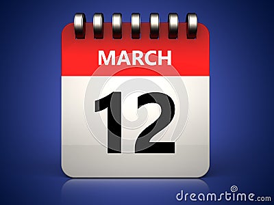 3d 12 march calendar Cartoon Illustration