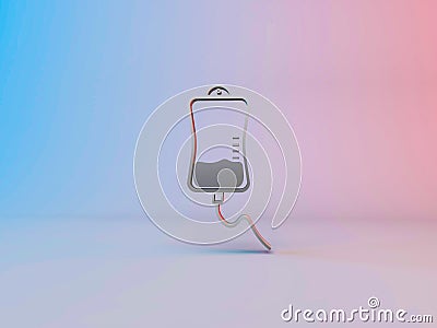 3d illustration of a medical infusion bag icon on a gradient background Cartoon Illustration