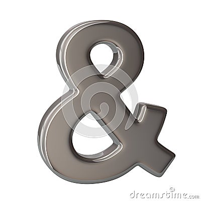 3D illustration metal Ampersand symbol on white background Cartoon Illustration