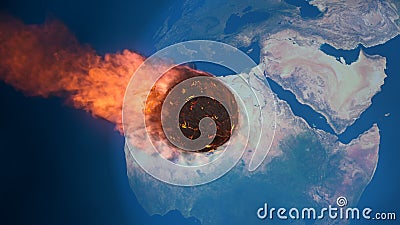 3D illustration of a meteorite burning up in the earth`s mesosphere Cartoon Illustration