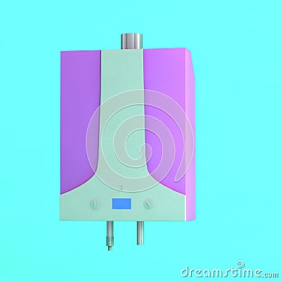 3d illustration of minimal pink gas boiler on pastel blue background Cartoon Illustration