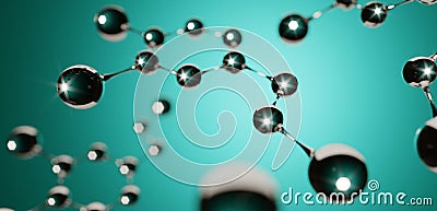 3d illustration. Model of dopamine serotonin molecule, Hormone of Happiness. Cartoon Illustration