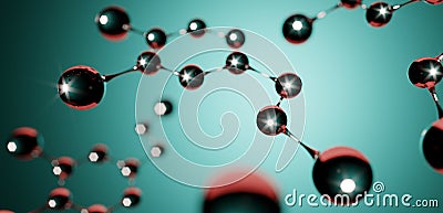 3d illustration. Model of dopamine serotonin molecule, Hormone of Happiness. Cartoon Illustration