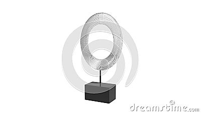 3D illustration of a modern abstract sculpture in casted metal isolated on a white background Cartoon Illustration