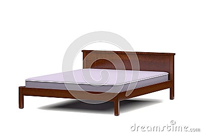 3d illustration of a modern wooden bed Cartoon Illustration