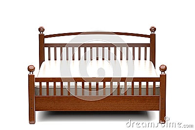 3d illustration of a modern wooden bed Cartoon Illustration