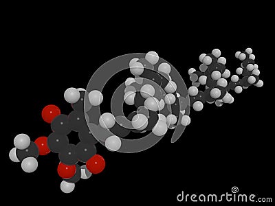 3D illustration of molecule of coenzyme q10, popular nutritional and antiaging supplement Cartoon Illustration