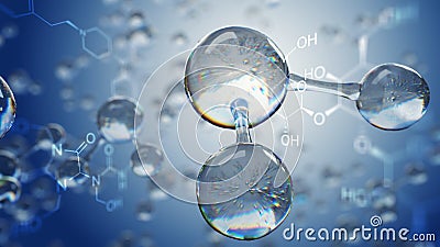 3d illustration of molecule model. Science background with molecules and atoms Cartoon Illustration