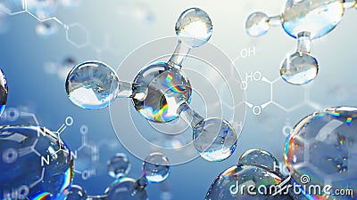 3d illustration of molecule model. Science background with molecules and atoms Cartoon Illustration