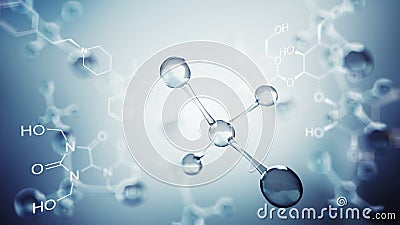 3d illustration of molecule model. Science background with molecules and atoms Cartoon Illustration