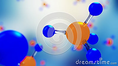 3d illustration of molecule model. Science background with molecules and atoms. Cartoon Illustration