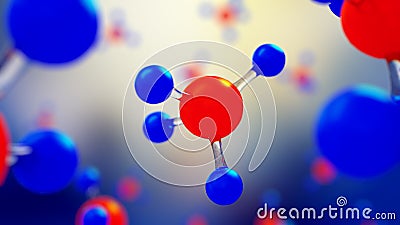 3d illustration of molecule model. Science background with molecules and atoms. Cartoon Illustration