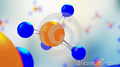 3d illustration of molecule model. Science background with molecules and atoms. Cartoon Illustration