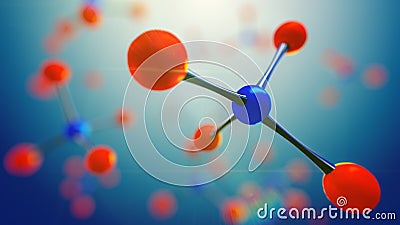 3d illustration of molecule model. Science background with molecules and atoms. Cartoon Illustration